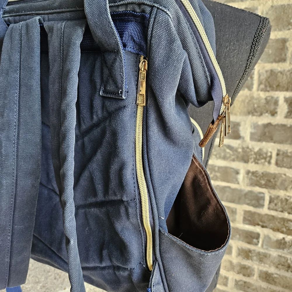 Veegul‎ Multipurpose Single Pocket Canvas And Leather Blue Backpack